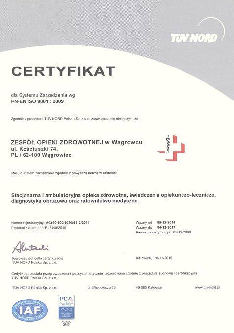 Certyfikat ISO Certyfikat ISO